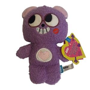 BarkBox Square Bear Purple Plush Dog Toy Large Squeaky Crinkle Whip-N-Flip NEW